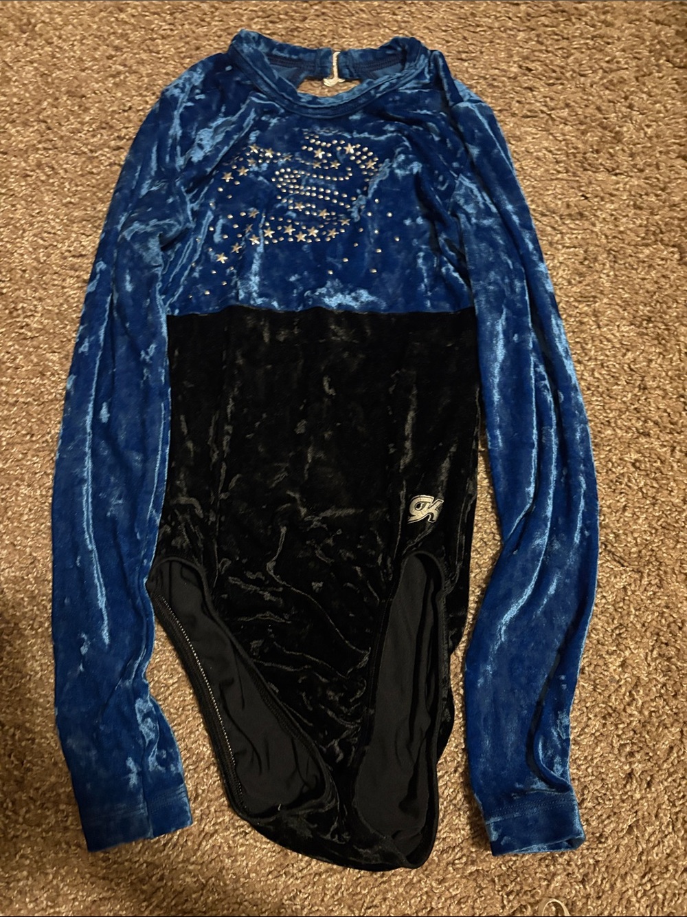 GK Velvet Long Sleeve One-Piece in Blue and Black (leotard)